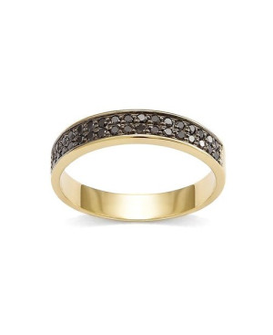 Złoty pierścionek, obrączka z czarnymi brylantami 0,34ct