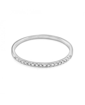 Pierścionek, obrączka z białego złota z brylantami 0.05ct