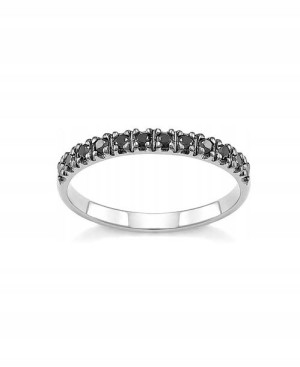 Pierścionek z białego złota z czarnymi brylantami 0,24ct