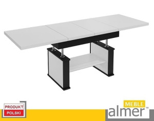Duża Ława Ławostół Stół L62 Biały Czarny 130/210x80 Rozkładany
