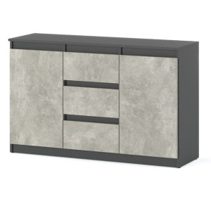 Pojemna Komoda Szafka Szara Mat Beton Atelier 3 Szuflady 2 Drzwiowa 120cm