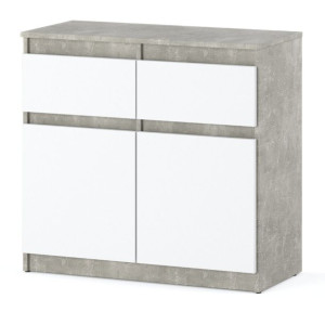Nowoczesna Mała Komoda Oleksa 80cm Beton Biała Mat Loft Szafka Pojemna