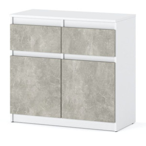 Nowoczesna Mała Komoda Oleksa Do Salonu Biały Mat Beton Szafka 80cm