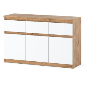 Nowoczesna Duża Komoda 120cm Do Sypialni Szafka Loft Dąb Wotan Biały Mat