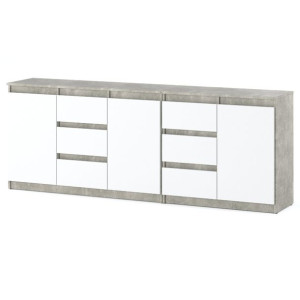 Nowoczesna Komoda Agnes Pojemna Szafka 200cm Beton Atelier Biały Mat