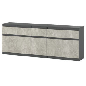 Duża Nowoczesna Komoda Szary Mat Beton Atelier Pojemna Szafka 200cm