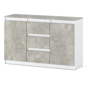 Nowoczesna Komoda Agnes Plus 120cm Z 3 Szufladami Biała Mat Beton