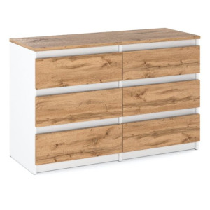 Nowoczesna Skandynawska Komoda 100cm 6 Szuflad Szafka Loft Biała Wotan