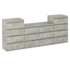 Nowoczesna Komoda 14 Szuflad Pojemna Szafka 220cm Do Salonu Beton