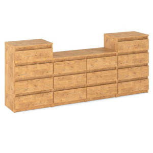 Nowoczesna Drewniana Komoda Dąb Lancelot 14 Szuflad 220cm Szafka