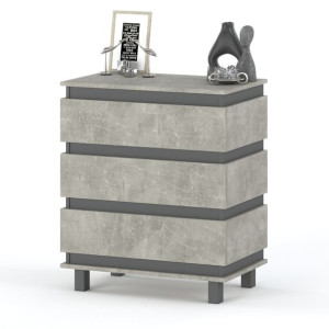 Mała Komoda Zebra Z 3 Szufladami Pojemna Szafka 83cm Szary Beton