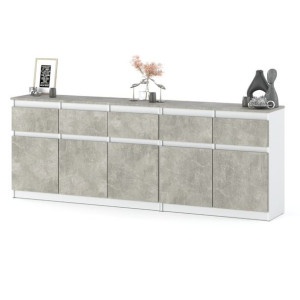 Nowoczesna Komoda Do Salonu Best Oleksa Plus 200cm 6 Szuflad Biała Beton