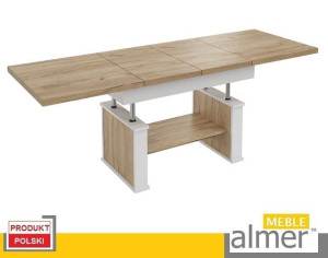 Duża Ława Ławostół Stół L62 Dąb Craft Złoty Biały 130/210x80 Rozkładany