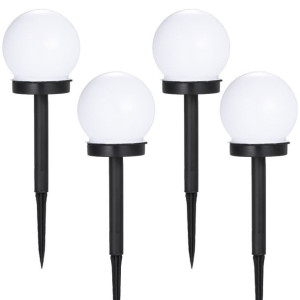 Lampki Solarne Ogrodowe Led Kula 10cm Wbijane 4szt