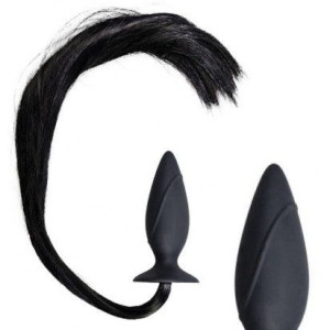 Korek analny silikonowy z Ogonem Pony Whip 12,5 cm
