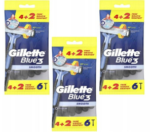 Gillette Blue3 SMOOTH 6szt. Zestaw 3opakowań(18szt)