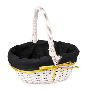 Biały Kosz Z Czarno-złotym Materiałem 30x24x15/30 Cm