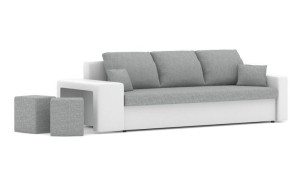 Kanapa Z Poduszkami I Dwoma Pufami Sofa Rozkładana