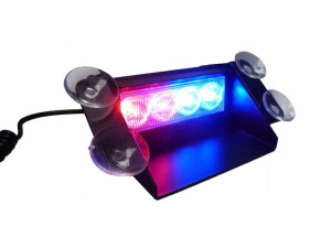 Światło Stroboskopowe Red/blue 4led 12v Ostrzegaw