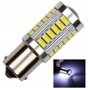 Żarówka LED P21W 12V 33xSMD + soczewka Zimna Biel