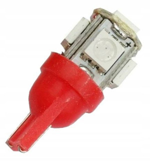 Żarówka Led W5w T10 R10 5smd Czerwona
