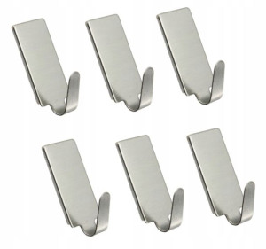 Haczyki Metalowe Samoprzylepne 30x15mm 6szt | Inox
