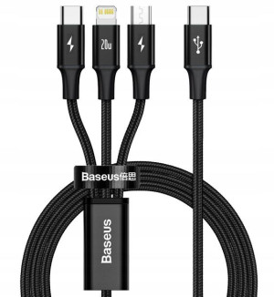 BASEUS Multikabel RAPID USB-C 3w1 150 cm czarny