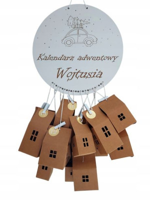 Kalendarz adwentowy imienny wiszący domek Święta