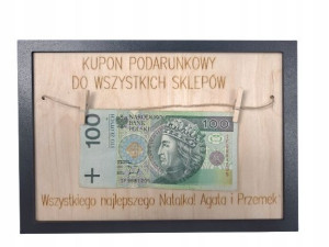 Kupon bon podarunkowy z grawerem do sklepów