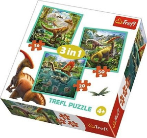 Puzzle 3w1 - Niezwykły świat dinozaurów