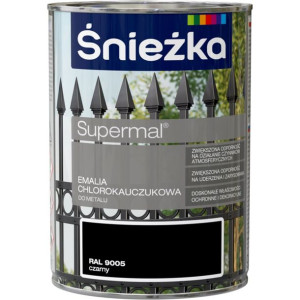 ŚNIEŻKA SUPERMAL emalia chlorokauczukowa do metalu 0,9l CZARNA (9209)