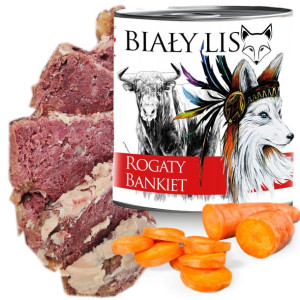 Biały Lis Rogaty Bankiet 850g puszka 98% mięsa