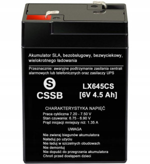 Akumulator Agm 6v 4.5ah Ups Alarm Zabawki Mocny