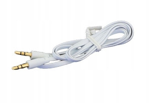 Kabel Płaski Jack 3,5 Mm Aux 1m Biały Nieplączący
