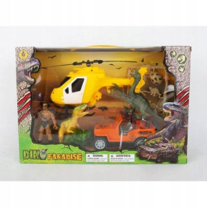 Zestaw Jurajski Auto Helikopter Dinozaury Ludzik