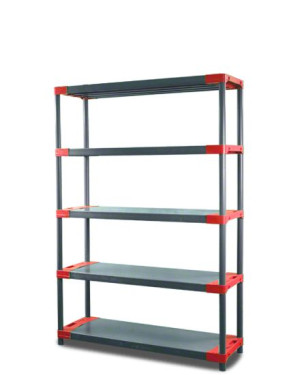 Regał plastikowy Jupiter-5 180x90x46 czerwone boki Do Biura Magazynu Sklepu