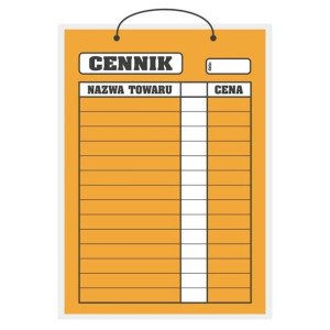 Tablica laminowana A3 - cennik pomarańczowy