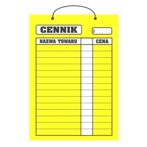 Tablica laminowana A3 - cennik żółty