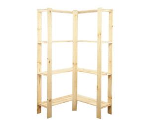 MAXI Regał Narożny Drewniany 166,4x85x30 cm 4 Półki ażurowe Surowy Drewno