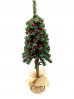 Sztuczna Choinka Na Pniu Zdobiona Jarzębina 50 Cm