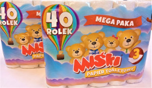 Papier toaletowy MIŚKI 80 rolek 3 warstwowy