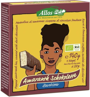 Baton amarantusowy w gorzkiej czekoladzie BIO 140 g (5 szt.) - Allos