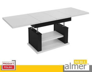 Ława Ławostół Stół L06 Biały Czarny 130/210x80 Rozkładany