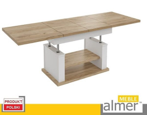 Ława Ławostół Stół L06 Dąb Craft Złoty Biały Mat 120/200x70 Rozkładany