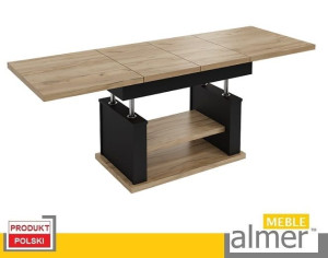 Ława Ławostół Stół L06 Dąb Craft Złoty Czarny 130/210x80 Rozkładany