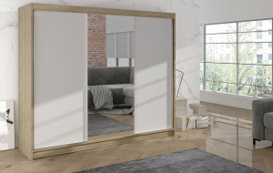 Pojemna Szafa 3 Drzwiowa Z Lustrem Środek 200 Cm - 200x215x58