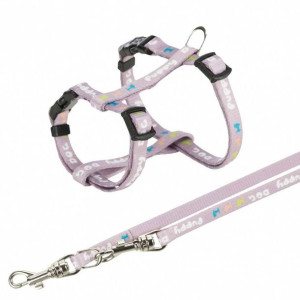 Trixie Junior szelki H dla szczeniąt ze smyczą M-L 27-45cm/10mm 2m liliowe