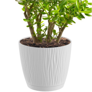 Doniczka Okrągła z Podstawką Sandy P, 23,9 cm - Biała