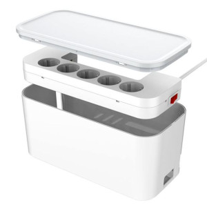 Organizer kabli pojemnik z listwą zasilającą 5x AC schuko i ładowarką 3xUSB