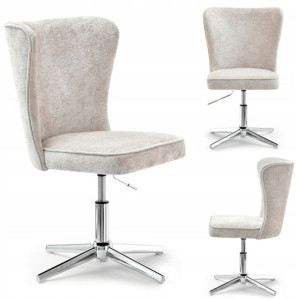 Stylowy Fotel Glamour Do Salonu Sella Cross Ecru Na Chromowanej Nodze